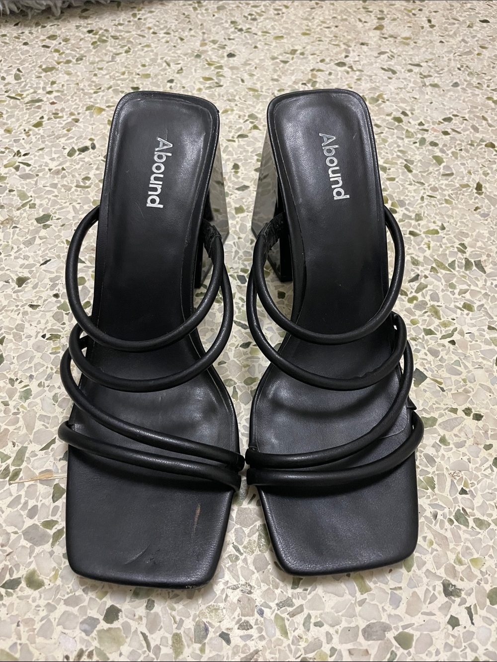 Abound Black Multi-Strap Square Toe Block Heel Sandals